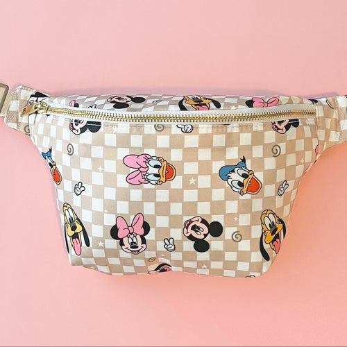 Beige Check Mouse and Friends Bumbag