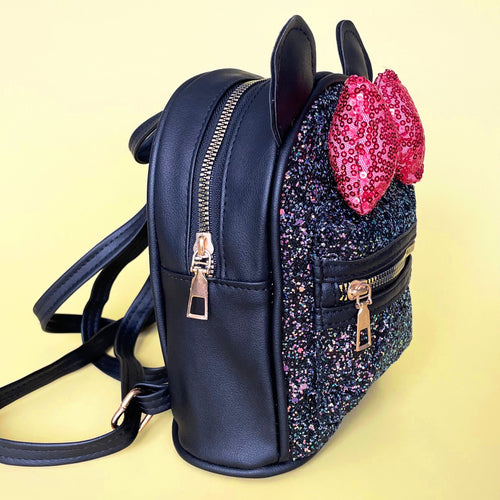 Black Small Kids Glittery Mouse Backpack