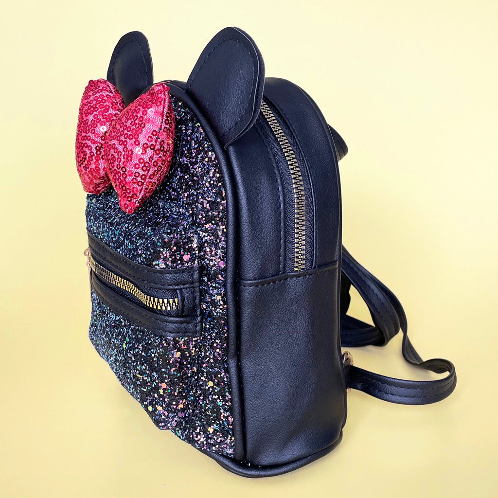 Black Small Kids Glittery Mouse Backpack