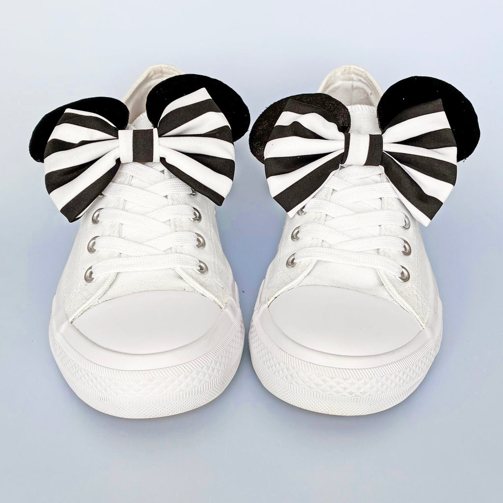 Black and White Stripe Shoe Ears