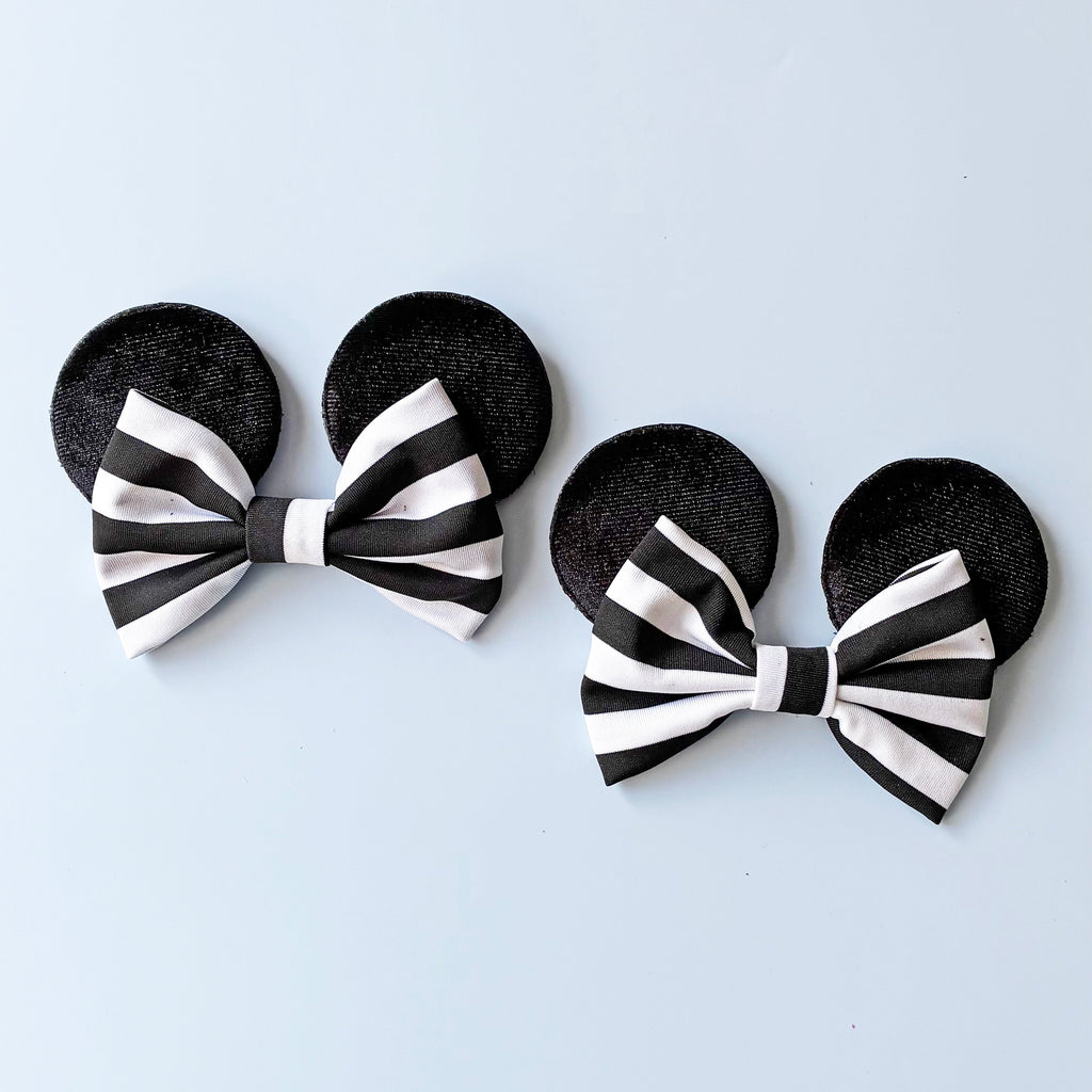 Black and White Stripe Shoe Ears
