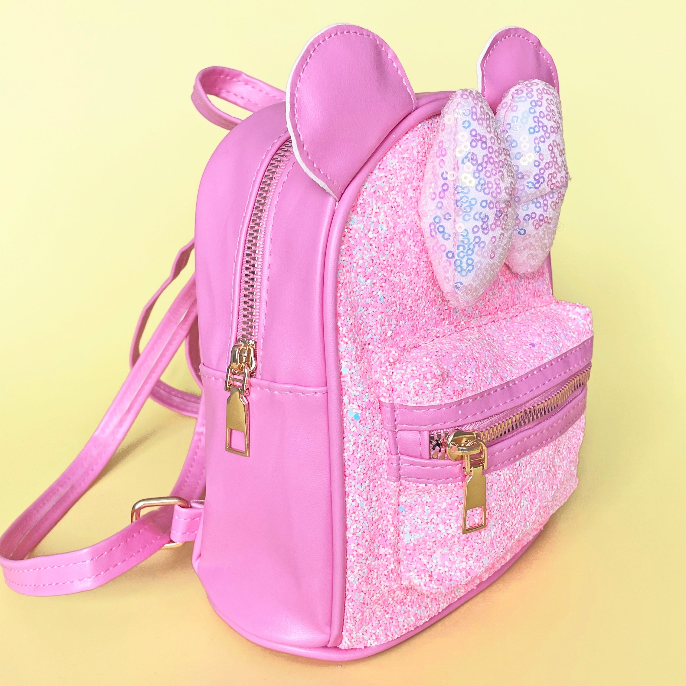 Hot Pink Small Kids Glittery Mouse Backpack