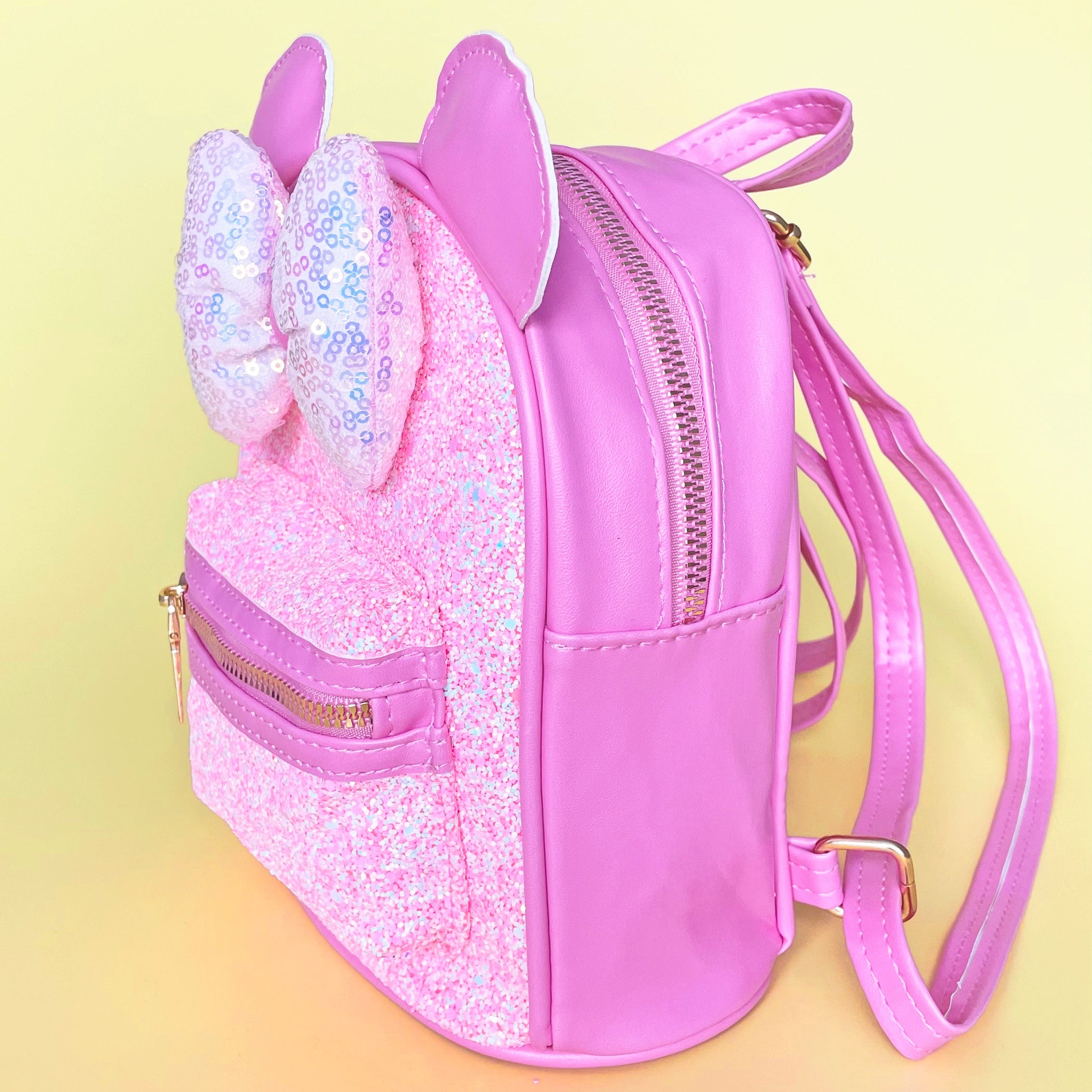 Hot Pink Small Kids Glittery Mouse Backpack