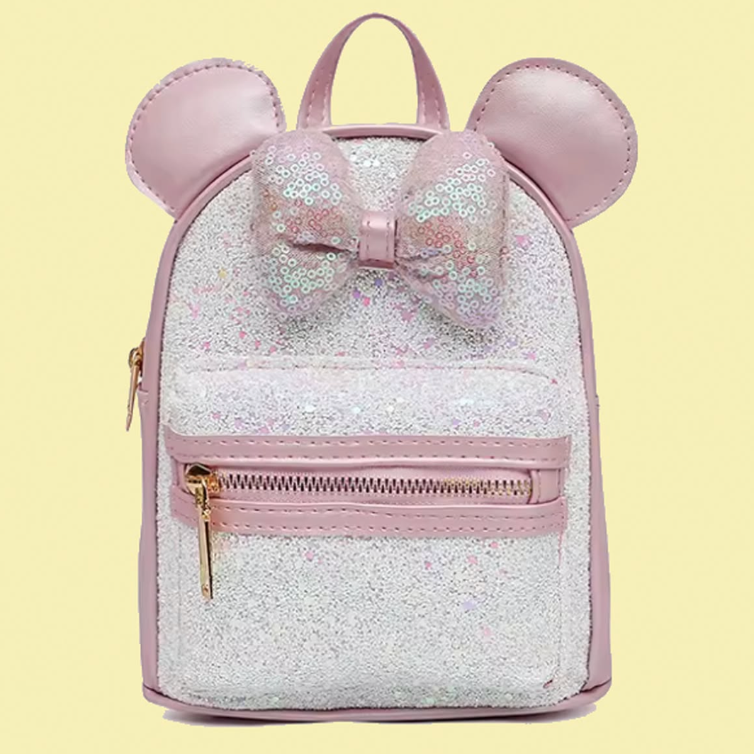 Light Pink Small Kids Glittery Mouse Backpack