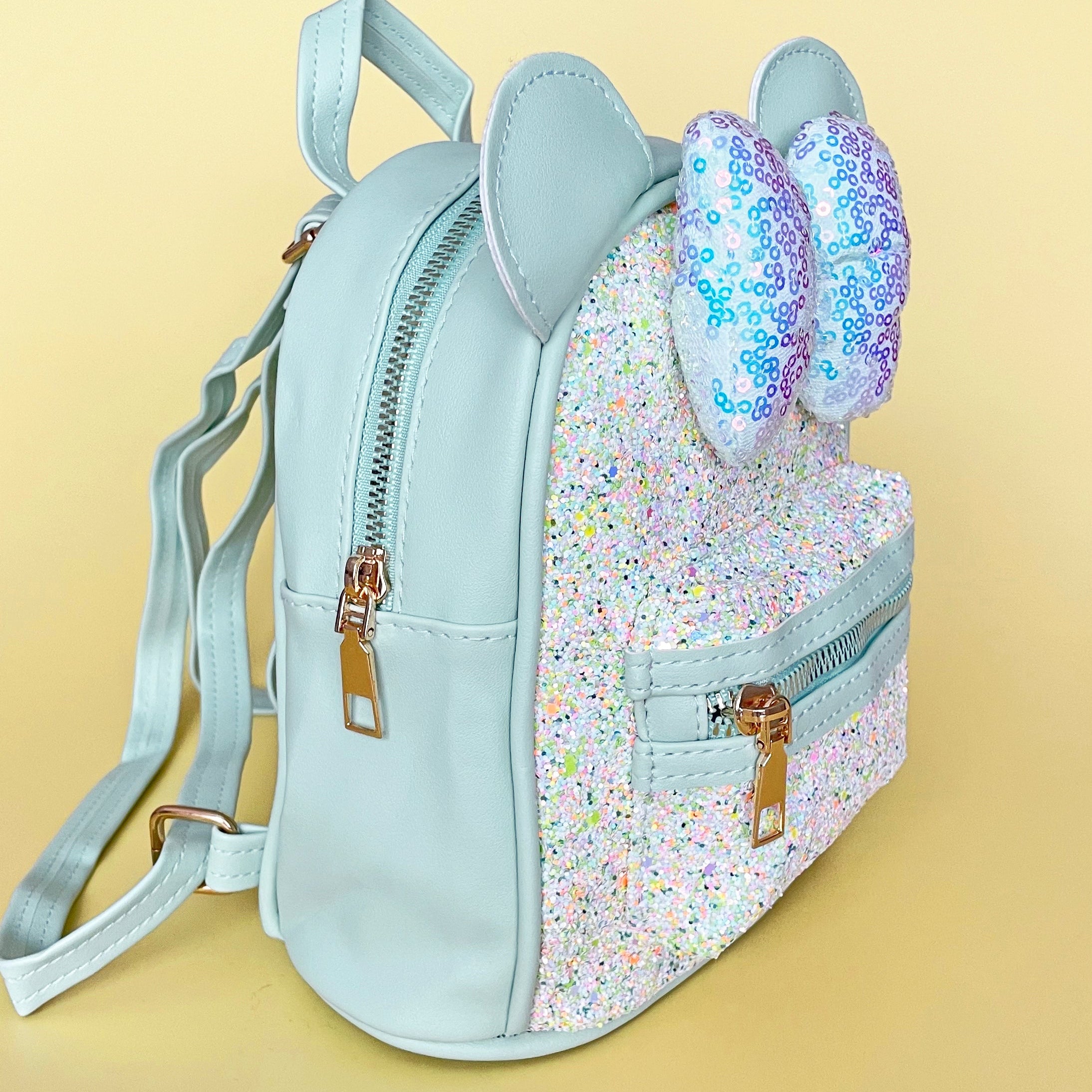 Mint Small Kids Glittery Mouse Backpack