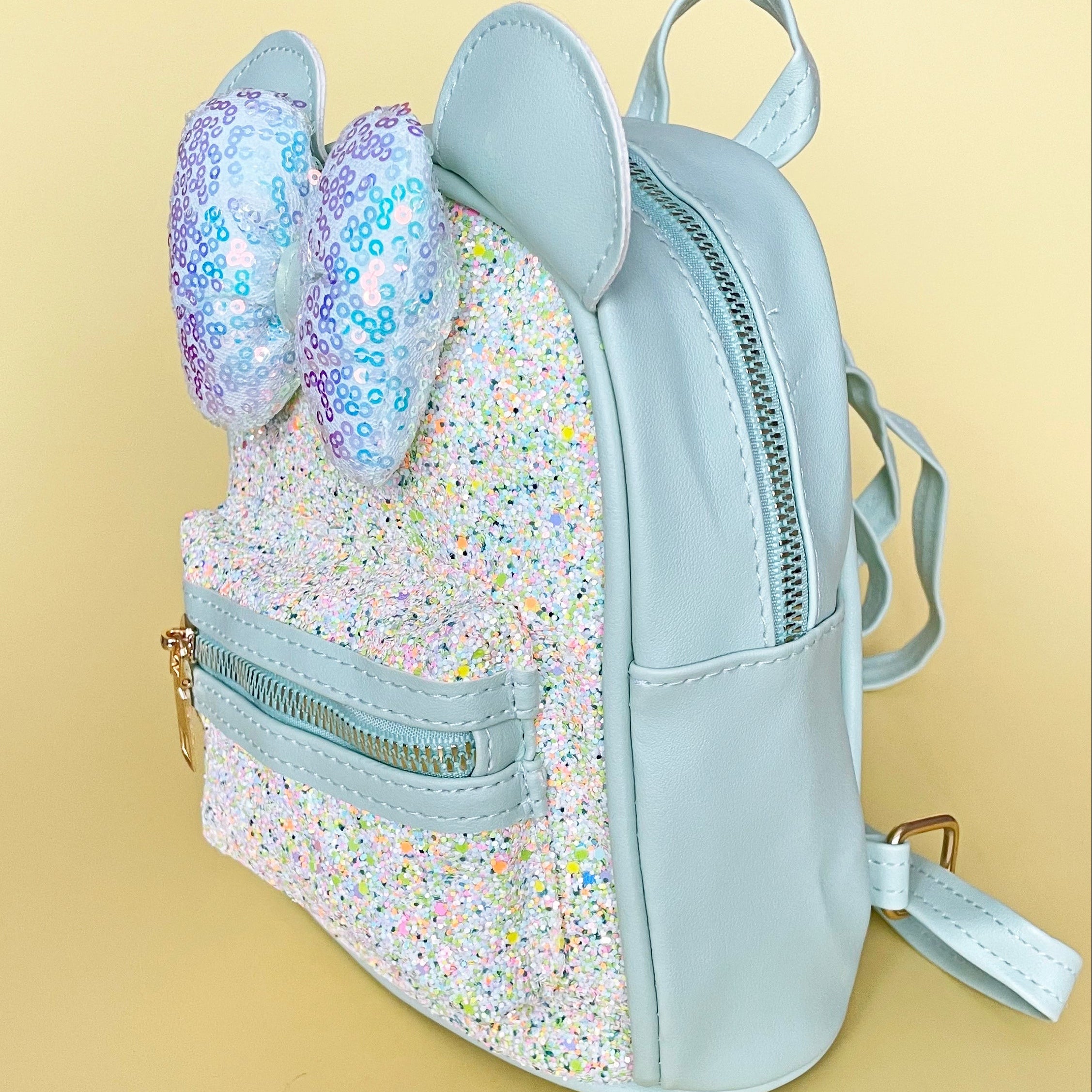 Mint Small Kids Glittery Mouse Backpack