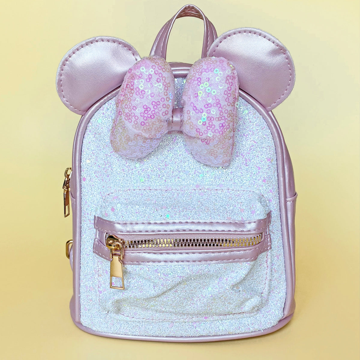 Light Pink Small Kids Glittery Mouse Backpack