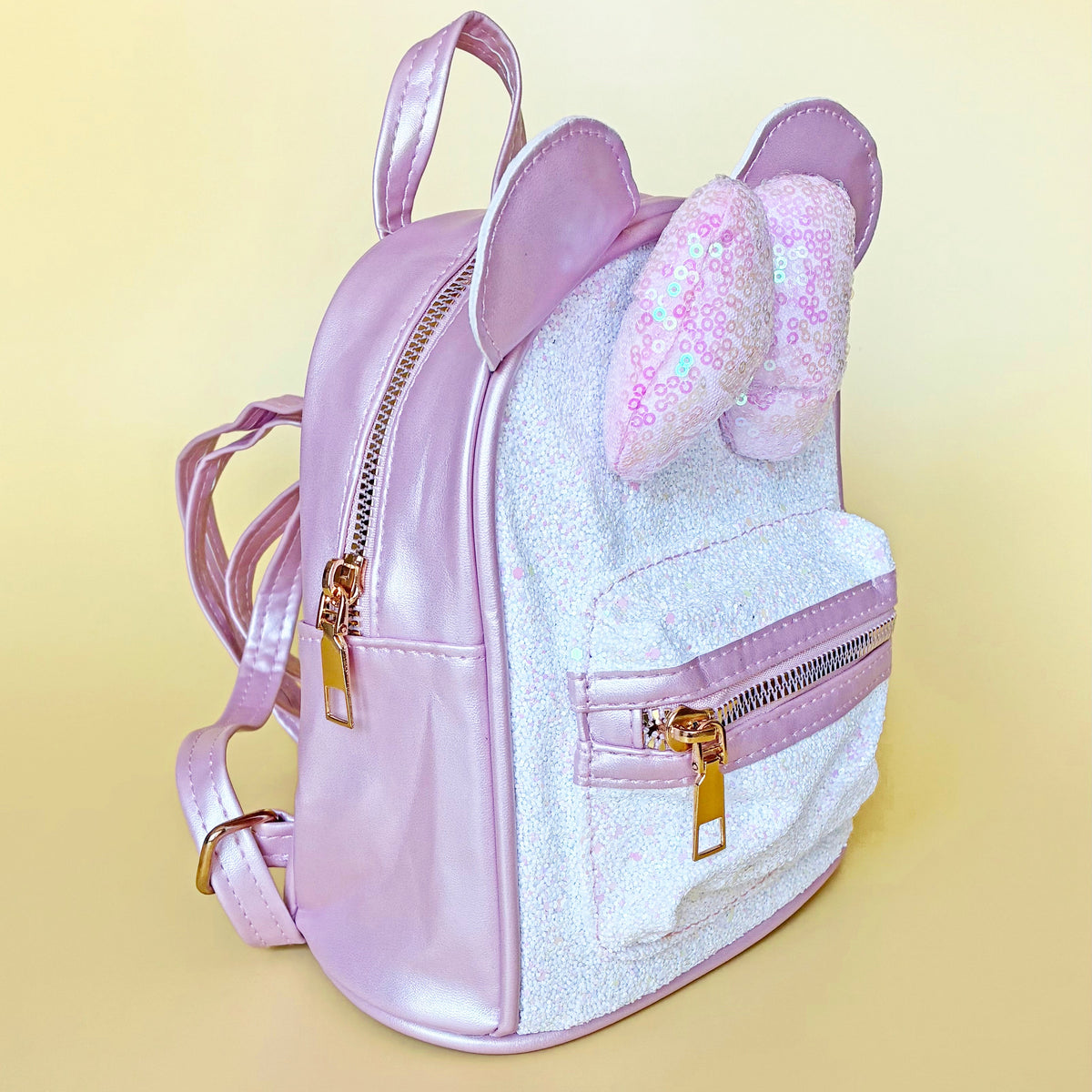 Light Pink Small Kids Glittery Mouse Backpack