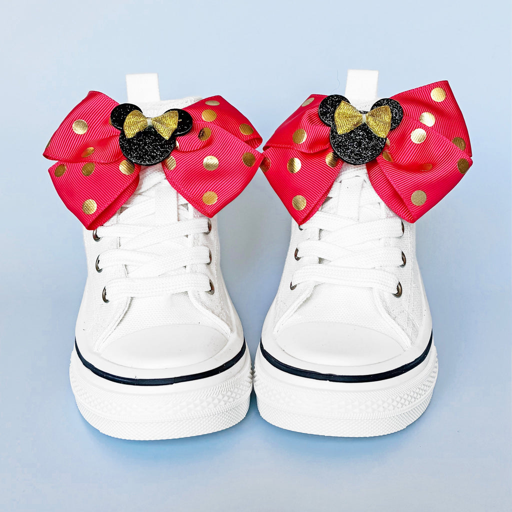Rose Pink and Gold Polka Dot Shoe Bows
