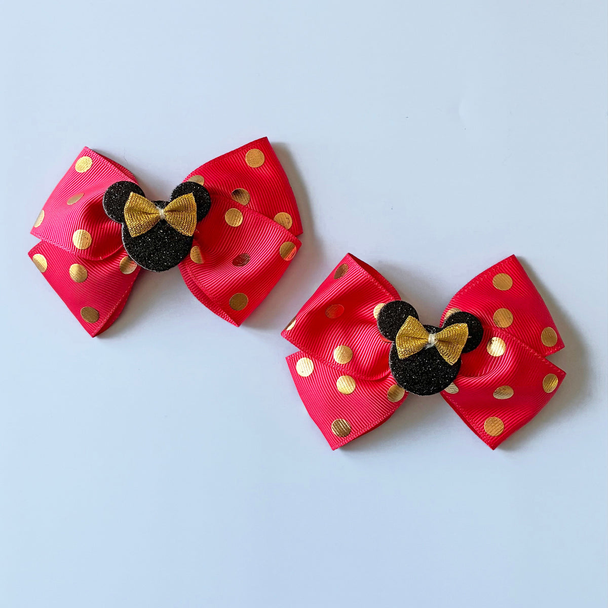 Rose Pink and Gold Polka Dot Shoe Bows